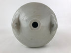 Japanese Ceramic Barrel Sake Bottle Kayoi-Tokkuri Vtg White Blue Kanji TS583