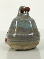 Japanese Ceramic Bell Dorei Vtg Tsuchi-Suzu Classic Shape Blue Glaze DR687