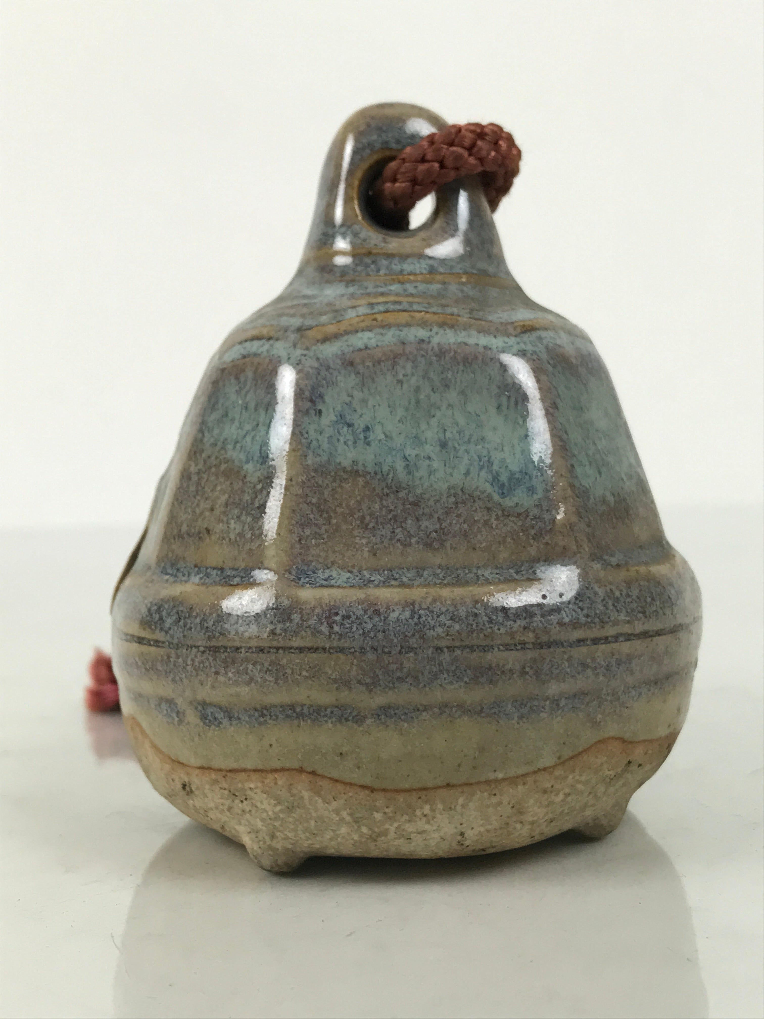 Japanese Ceramic Bell Dorei Vtg Tsuchi-Suzu Classic Shape Blue Glaze DR687