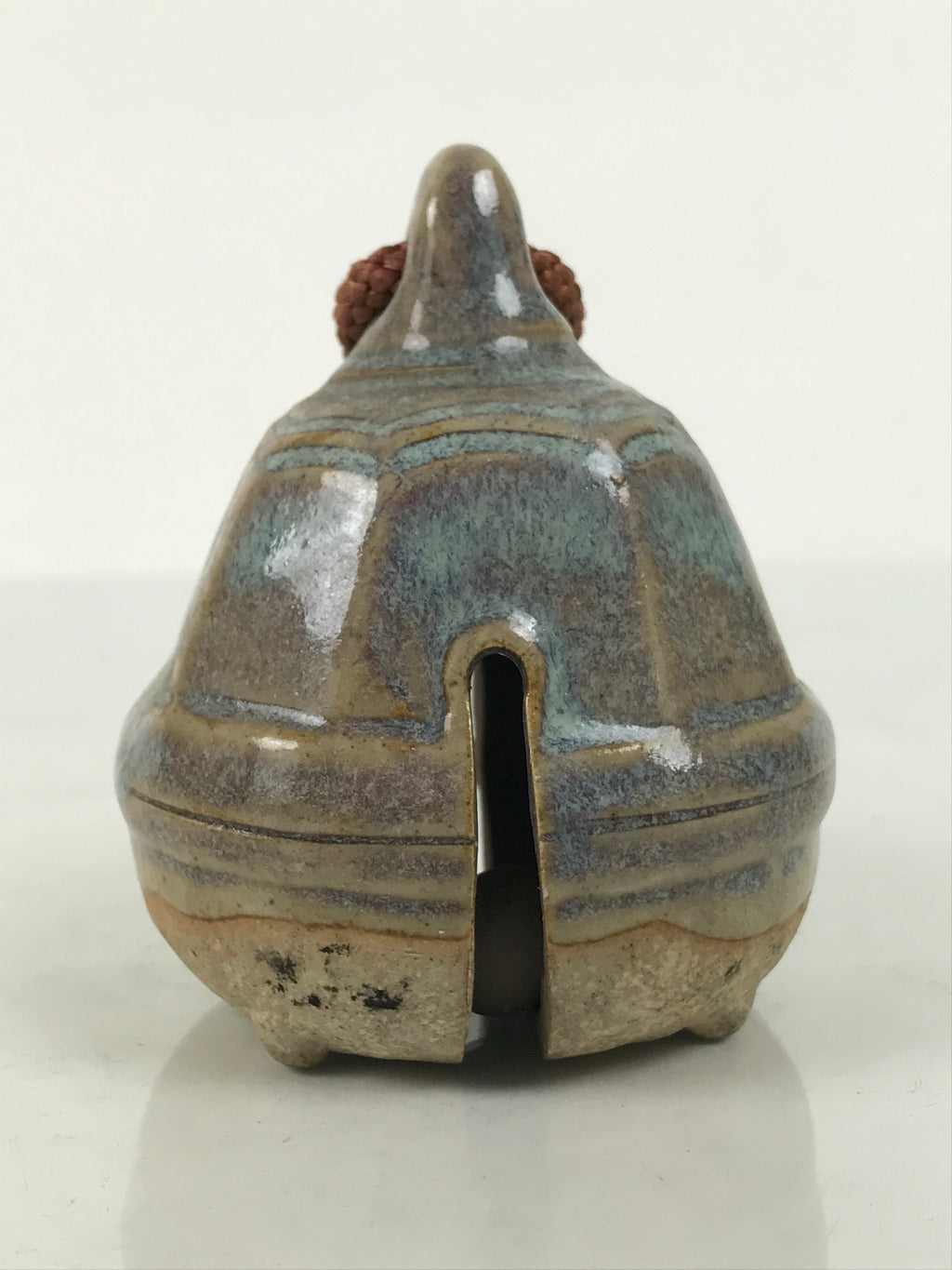 Japanese Ceramic Bell Dorei Vtg Tsuchi-Suzu Classic Shape Blue Glaze DR687