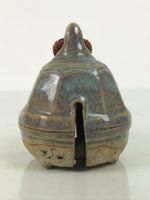 Japanese Ceramic Bell Dorei Vtg Tsuchi-Suzu Classic Shape Blue Glaze DR687