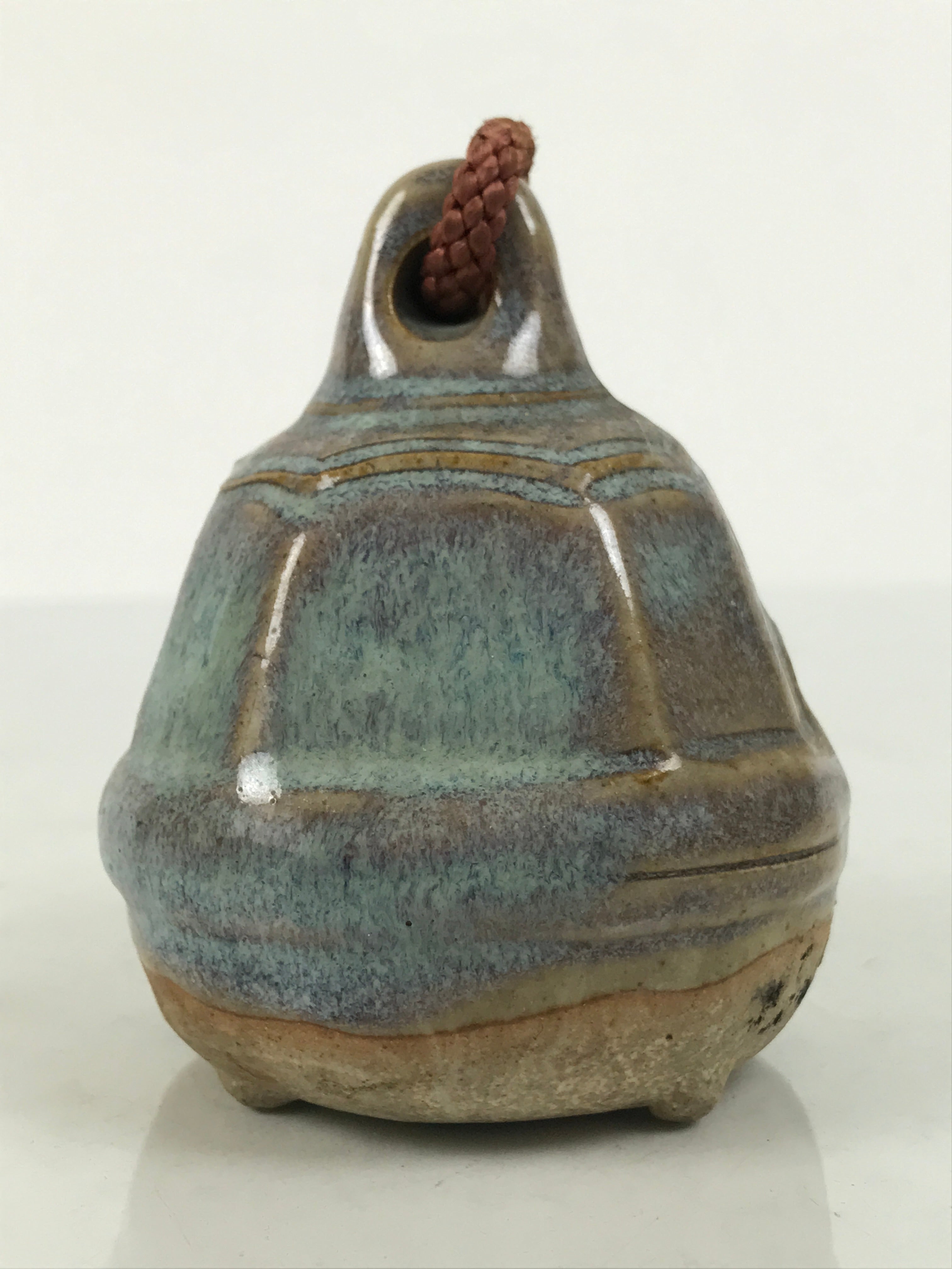 Japanese Ceramic Bell Dorei Vtg Tsuchi-Suzu Classic Shape Blue Glaze DR687