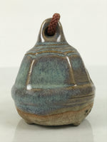 Japanese Ceramic Bell Dorei Vtg Tsuchi-Suzu Classic Shape Blue Glaze DR687