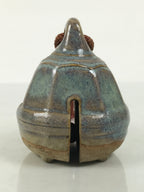 Japanese Ceramic Bell Dorei Vtg Tsuchi-Suzu Classic Shape Blue Glaze DR687