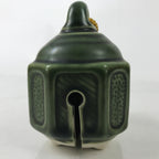 Japanese Ceramic Bell Dorei Vtg Tsuchi-Suzu Station Amulet Green Yellow DR543