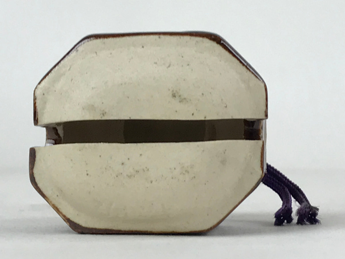 Japanese Ceramic Bell Dorei Vtg Tsuchi-Suzu Station Ekirei Amulet Brown DR512