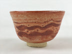 Japanese Ceramic Beni Shino Ware Green Tea Bowl Vtg Orange Matcha Chawan PX710