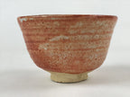 Japanese Ceramic Beni Shino Ware Green Tea Bowl Vtg Orange Matcha Chawan PX710