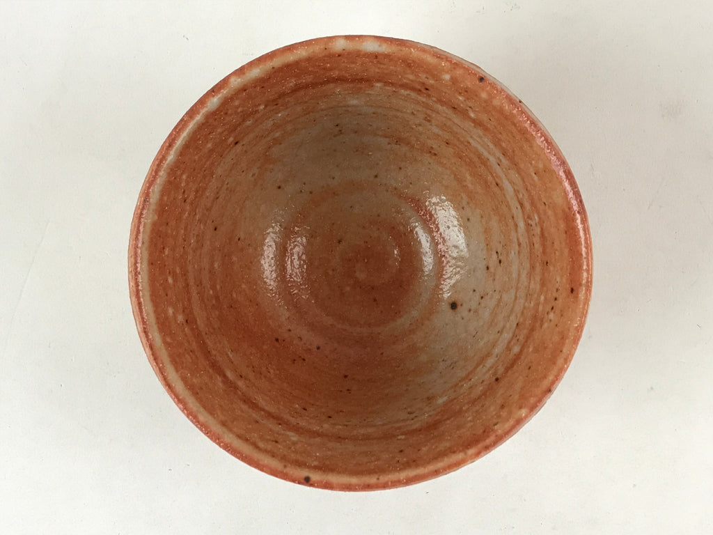 Japanese Ceramic Beni Shino Ware Green Tea Bowl Vtg Orange Matcha Chawan PX710