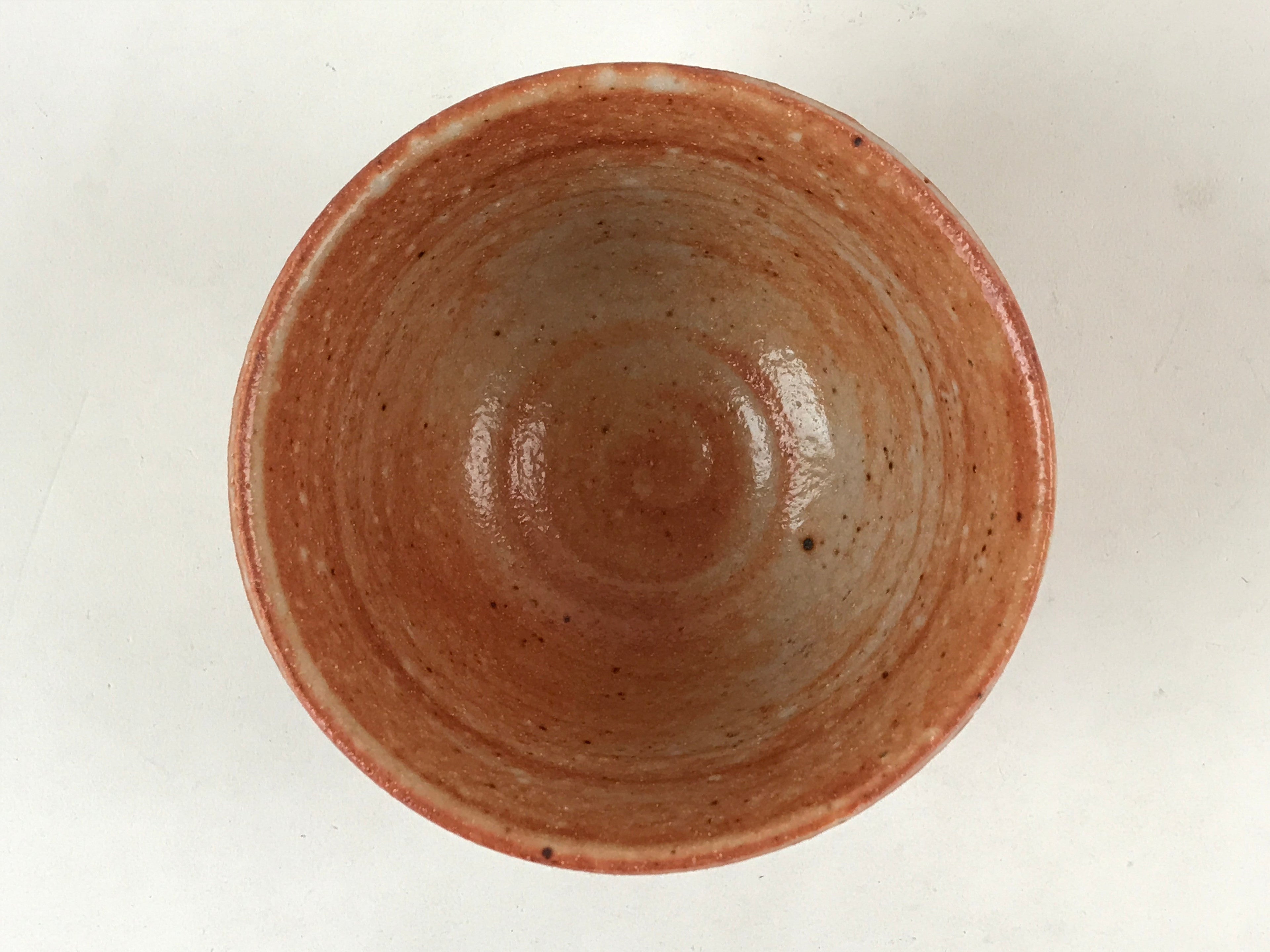 Japanese Ceramic Beni Shino Ware Green Tea Bowl Vtg Orange Matcha Chawan PX710