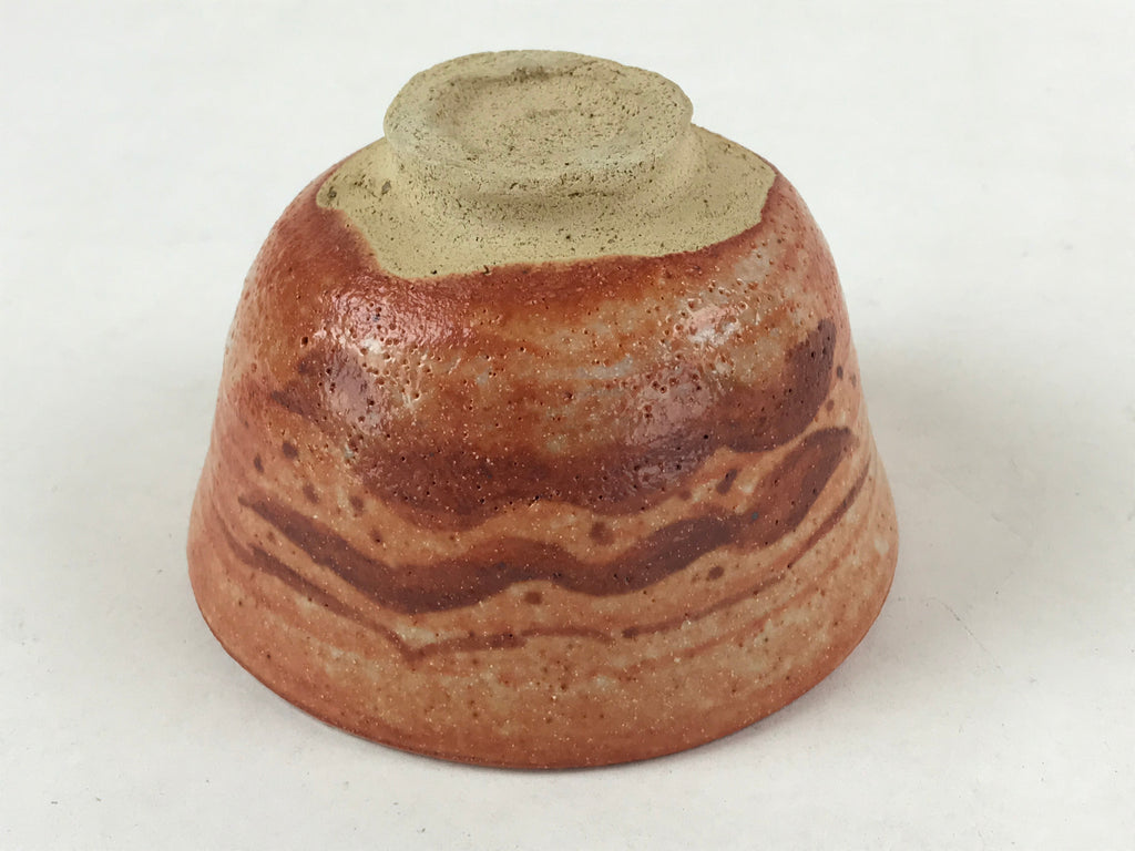Japanese Ceramic Beni Shino Ware Green Tea Bowl Vtg Orange Matcha Chawan PX710