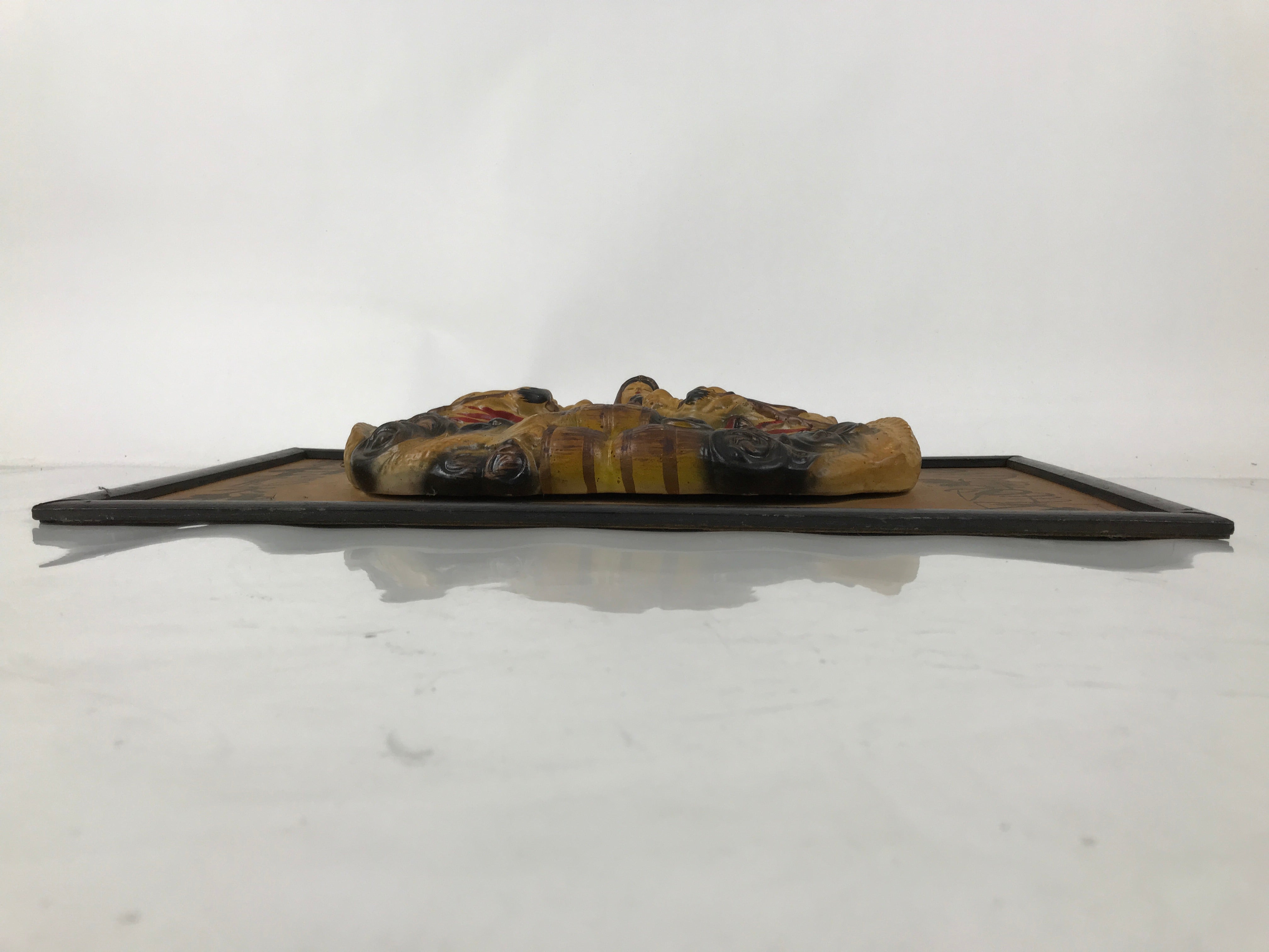 Japanese Ceramic Benzaiten Wall Hanging Art Vtg White Dragon 7 Lucky Gods FL405