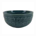 Japanese Ceramic Bowl Banko Ware Vtg Side Dish Blue Flowers Line Pattern PY996