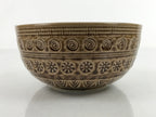 Japanese Ceramic Bowl Banko Ware Vtg Side Dish Brown Flowers Line Pattern PY994