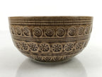 Japanese Ceramic Bowl Banko Ware Vtg Side Dish Brown Flowers Line Pattern PY994