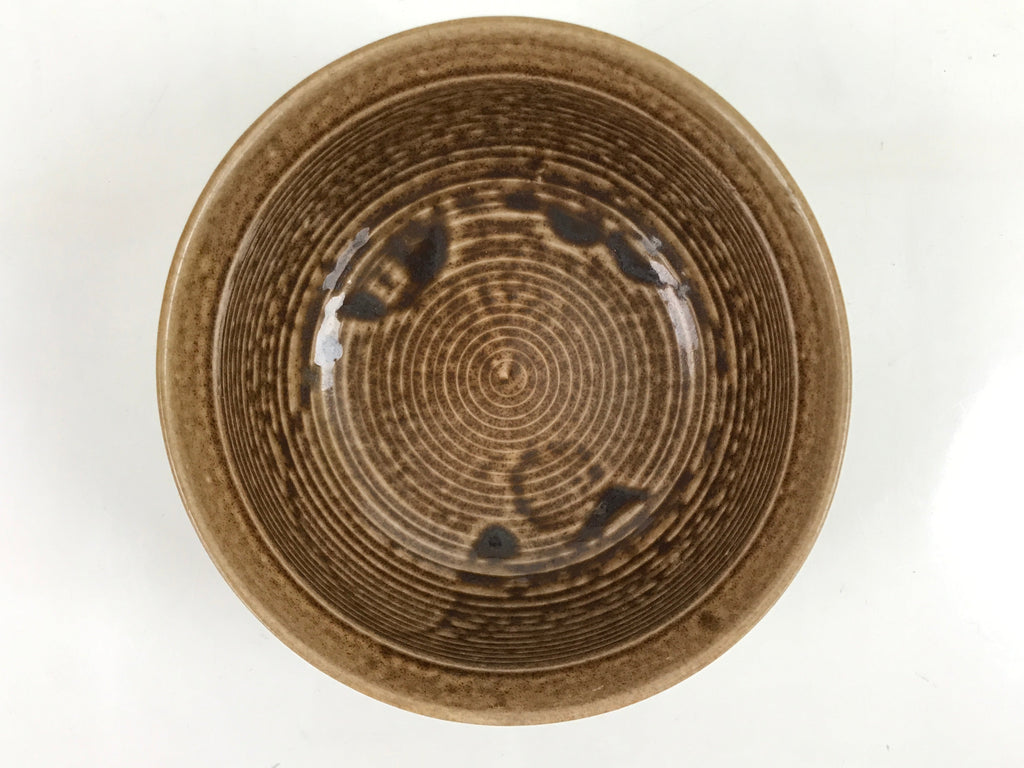 Japanese Ceramic Bowl Banko Ware Vtg Side Dish Brown Flowers Line Pattern PY994