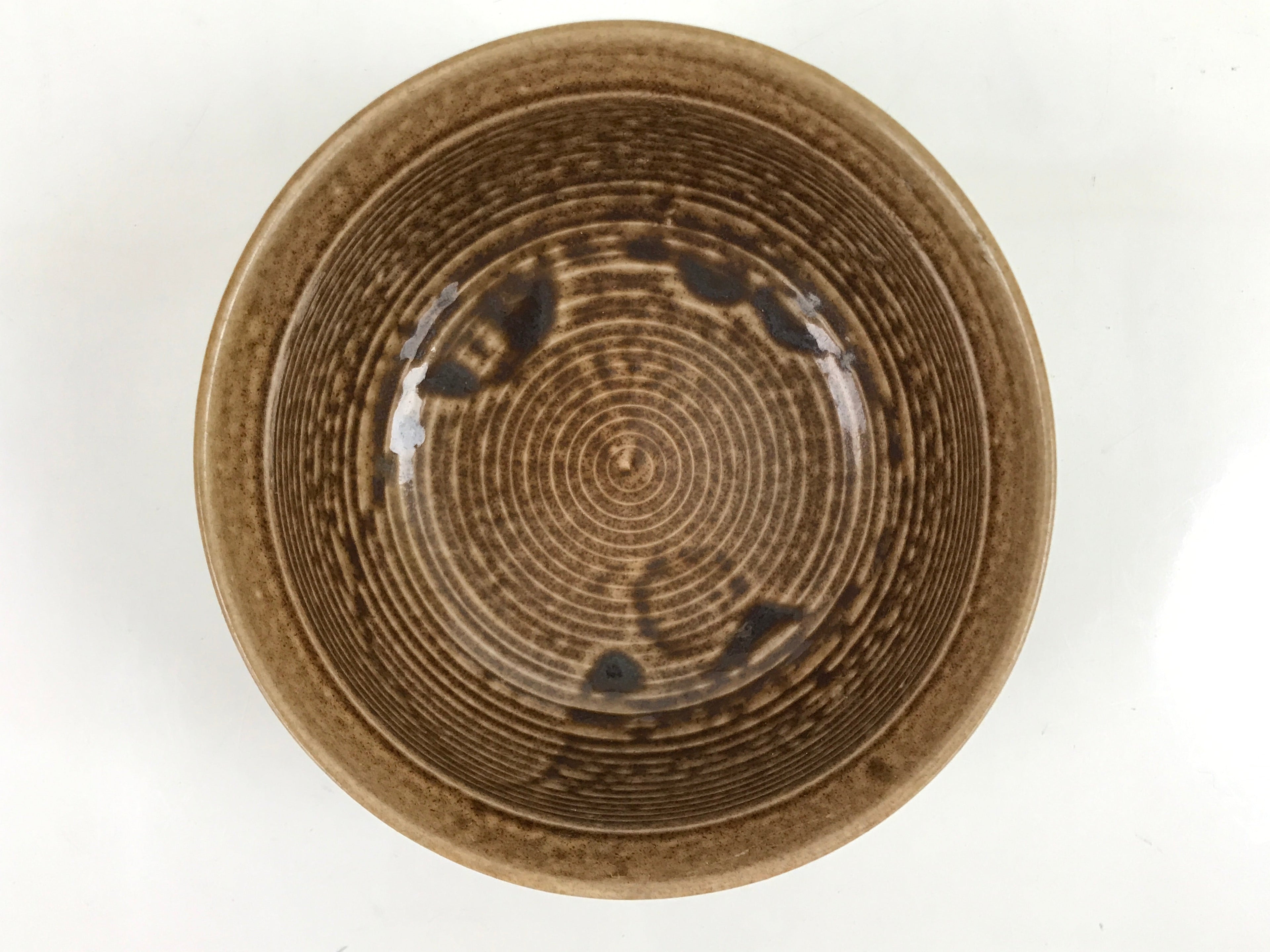 Japanese Ceramic Bowl Banko Ware Vtg Side Dish Brown Flowers Line Pattern PY994