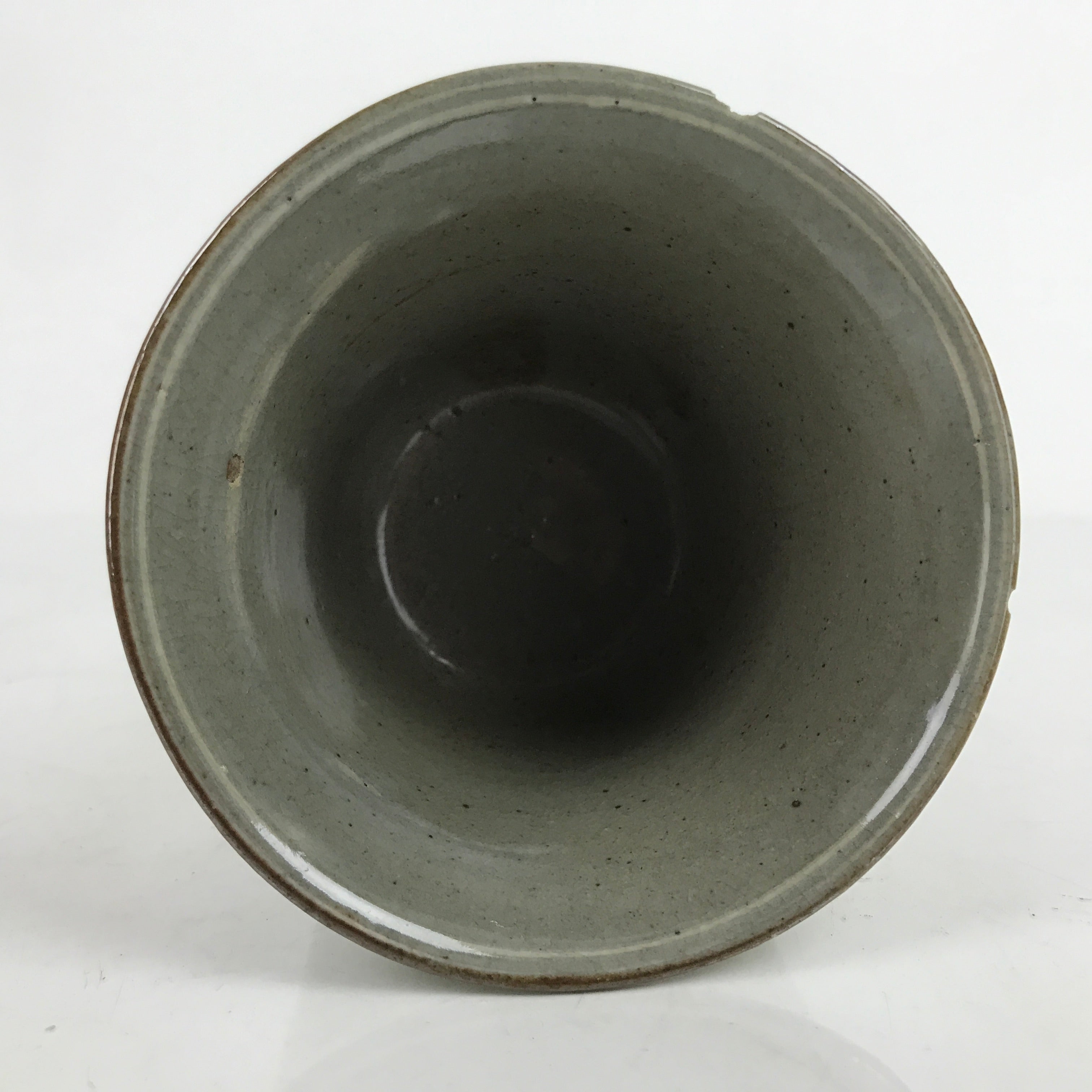 Japanese Ceramic Bowl Banko Ware Vtg Side Dish Cup White Flowers Lines Gray Y20