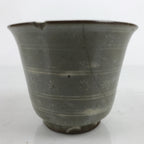 Japanese Ceramic Bowl Banko Ware Vtg Side Dish Cup White Flowers Lines Gray Y21
