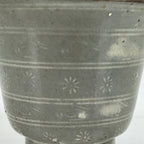 Japanese Ceramic Bowl Banko Ware Vtg Side Dish Cup White Flowers Lines Gray Y21