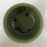 Japanese Ceramic Bowl Banko Ware Vtg Side Dish Green Flowers Line Pattern PY890