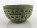 Japanese Ceramic Bowl Banko Ware Vtg Side Dish Green Flowers Line Pattern PY993
