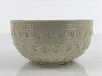 Japanese Ceramic Bowl Banko Ware Vtg Side Dish White Flowers Line Pattern PY998