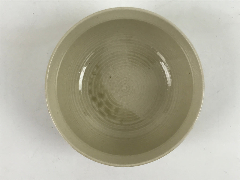 Japanese Ceramic Bowl Banko Ware Vtg Side Dish White Flowers Line Pattern PY998
