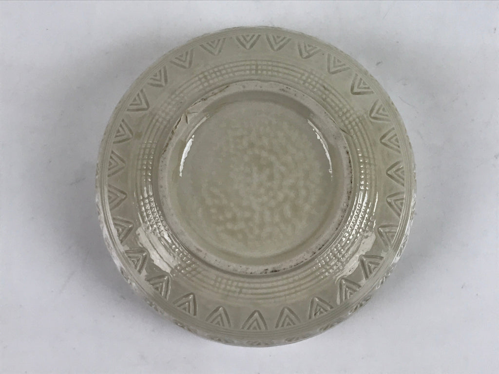 Japanese Ceramic Bowl Banko Ware Vtg Side Dish White Flowers Line Pattern PY998