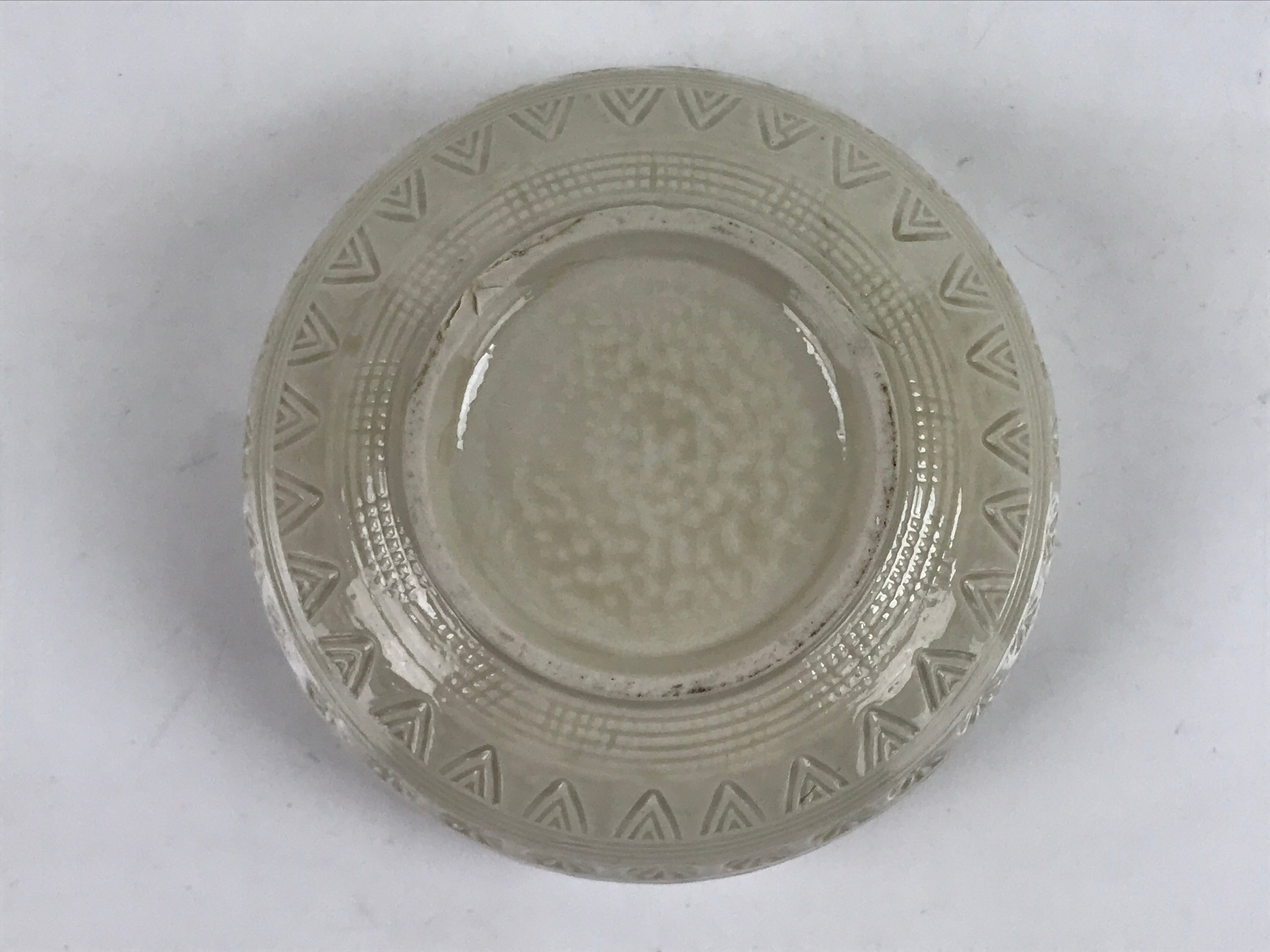 Japanese Ceramic Bowl Banko Ware Vtg Side Dish White Flowers Line Pattern PY998