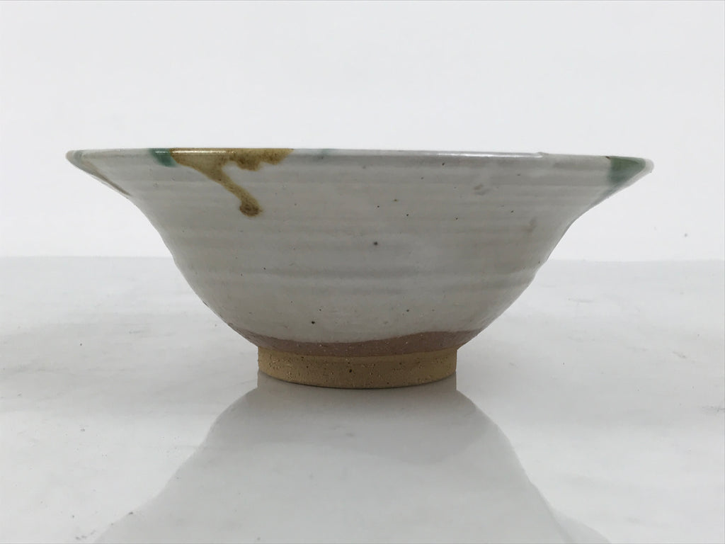 Japanese Ceramic Bowl Chawan Pottery Vtg Gray Green Brown Wood Box PX812