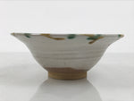 Japanese Ceramic Bowl Chawan Pottery Vtg Gray Green Brown Wood Box PX812