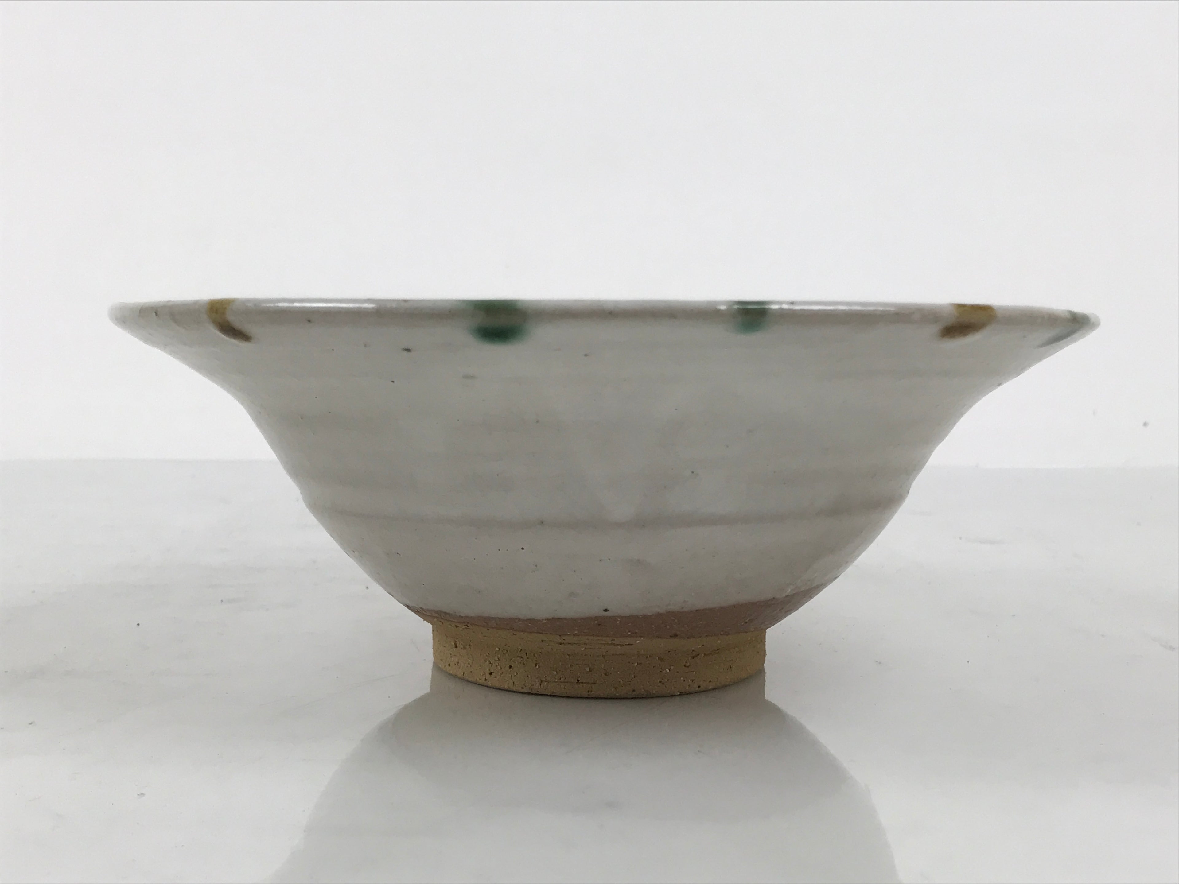 Japanese Ceramic Bowl Chawan Pottery Vtg Gray Green Brown Wood Box PX812