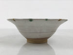 Japanese Ceramic Bowl Chawan Pottery Vtg Gray Green Brown Wood Box PX812