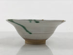 Japanese Ceramic Bowl Chawan Pottery Vtg Gray Green Brown Wood Box PX812