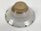 Japanese Ceramic Bowl Chawan Pottery Vtg Gray Green Brown Wood Box PX812