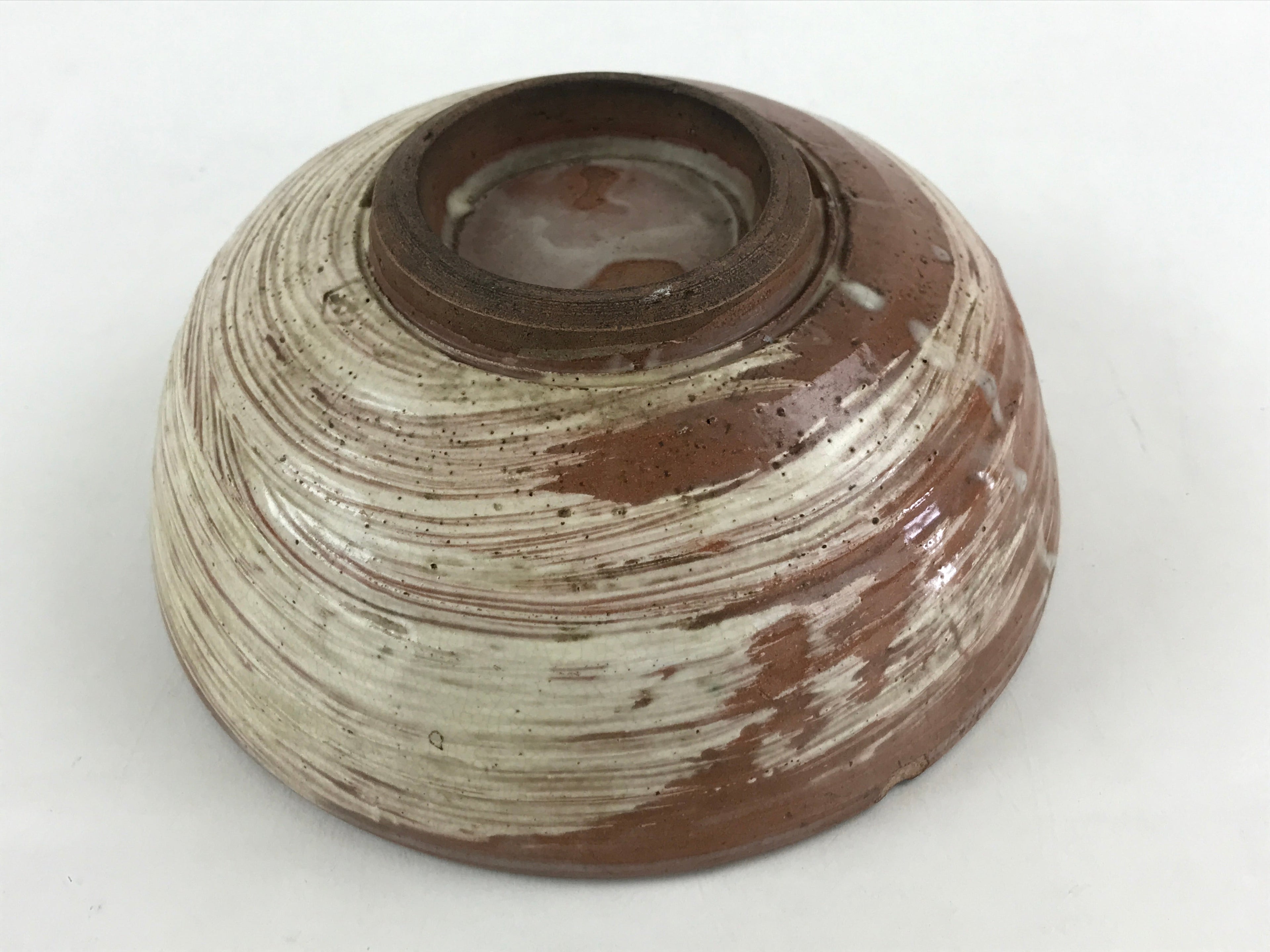 Japanese Ceramic Bowl Kashiki Vtg Crane Dog Pattern Tea Ceremony Brown PY456