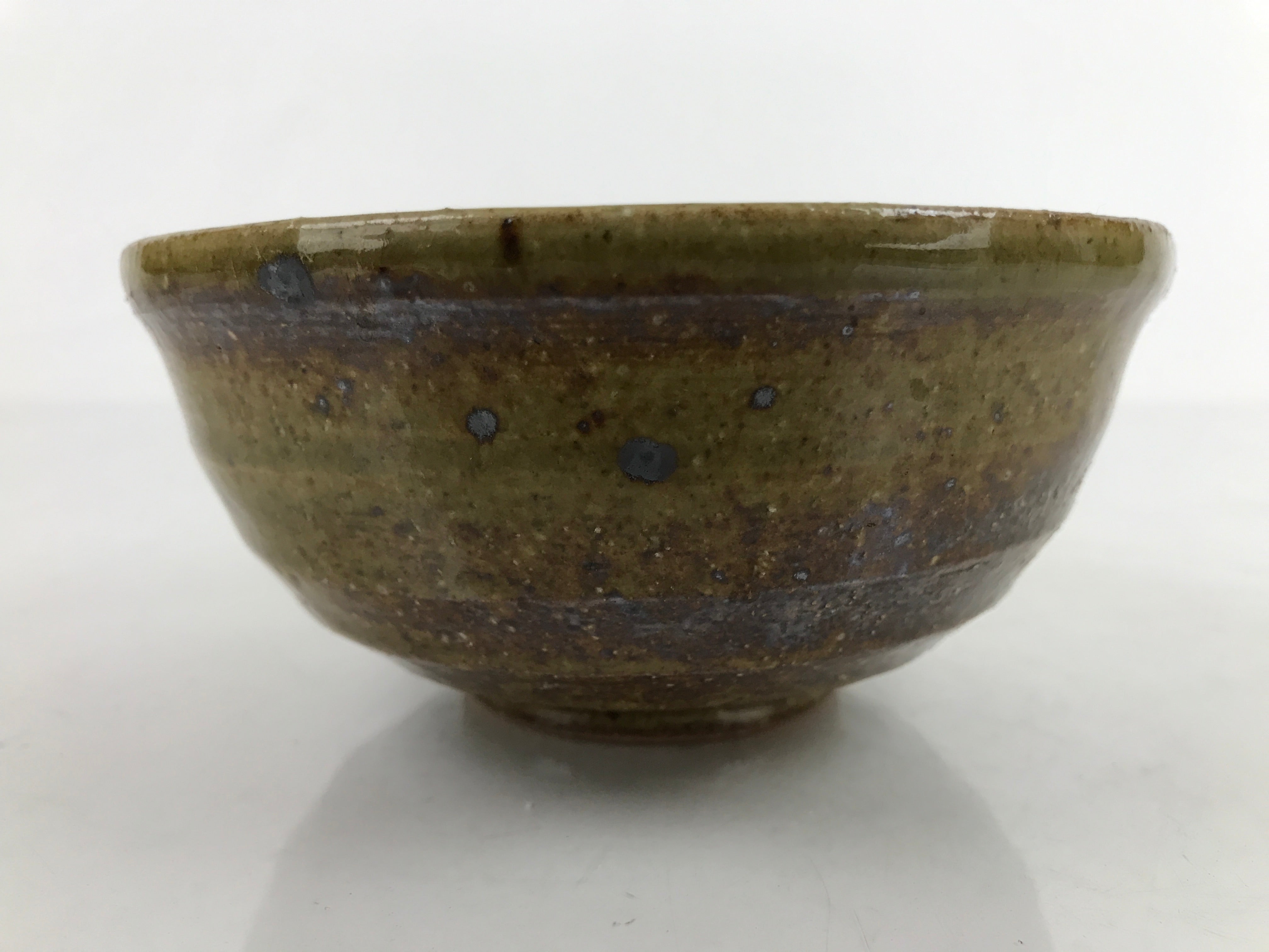 Japanese Ceramic Bowl Kobachi Owan Vtg Katakuchi Nimono Nabe Green Brown Y123