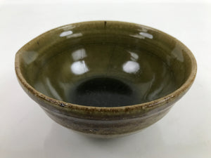 Japanese Ceramic Bowl Kobachi Owan Vtg Katakuchi Nimono Nabe Green Brown Y123