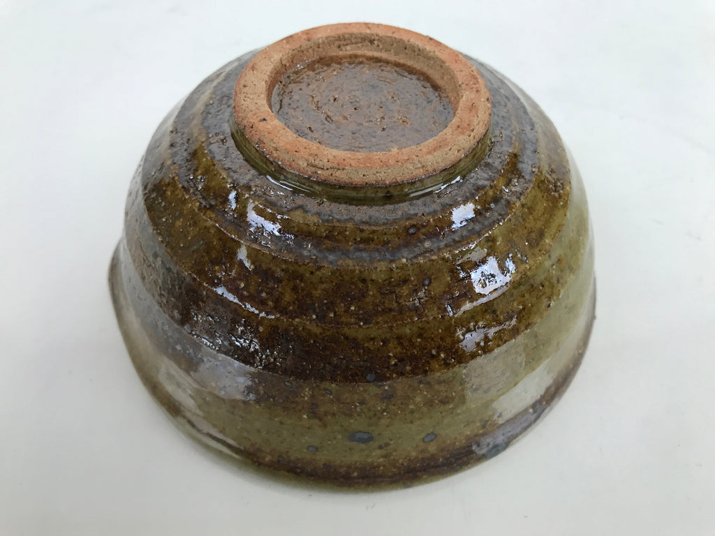 Japanese Ceramic Bowl Kobachi Owan Vtg Katakuchi Nimono Nabe Green Brown Y123