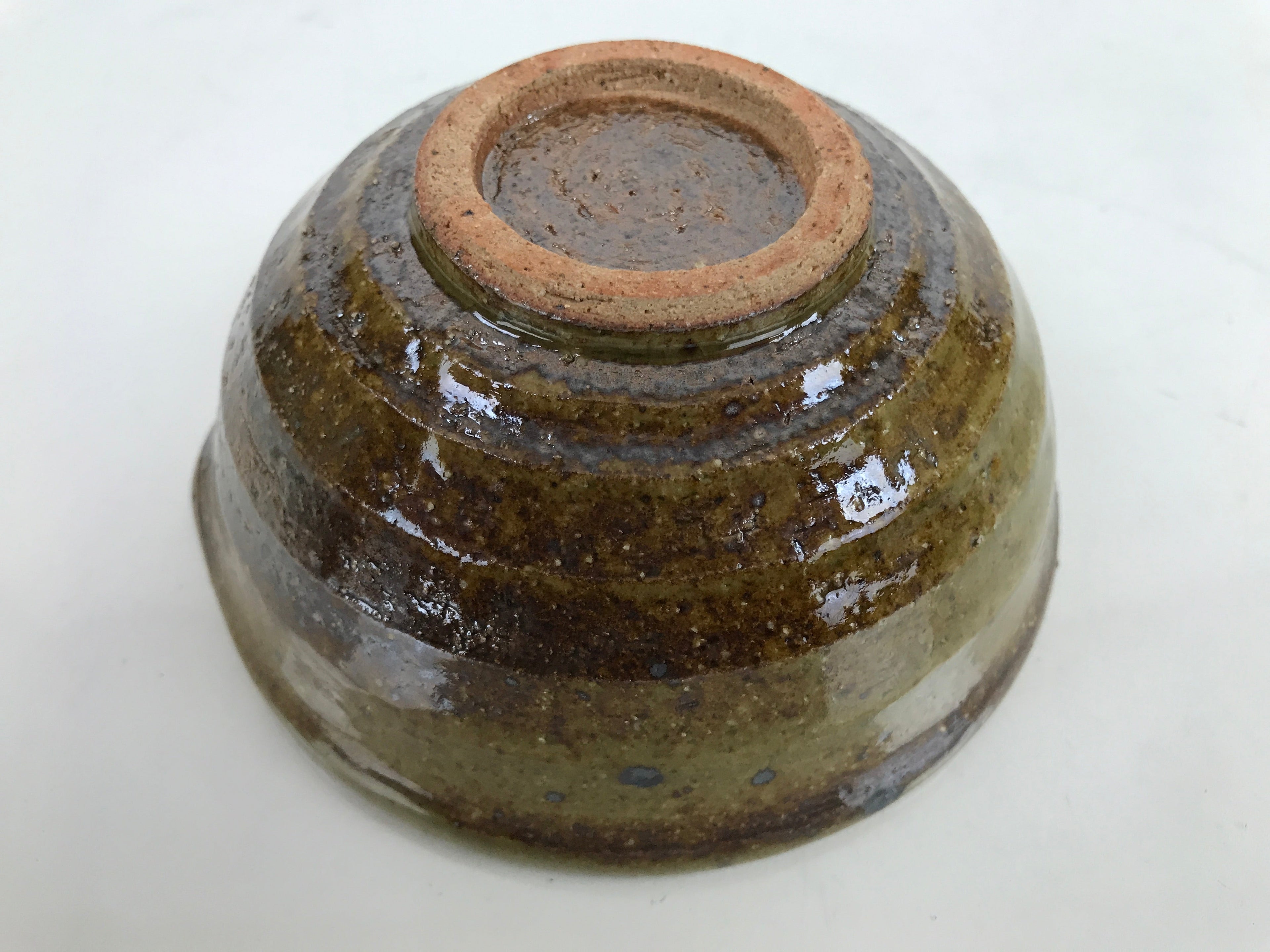 Japanese Ceramic Bowl Kobachi Owan Vtg Katakuchi Nimono Nabe Green Brown Y123