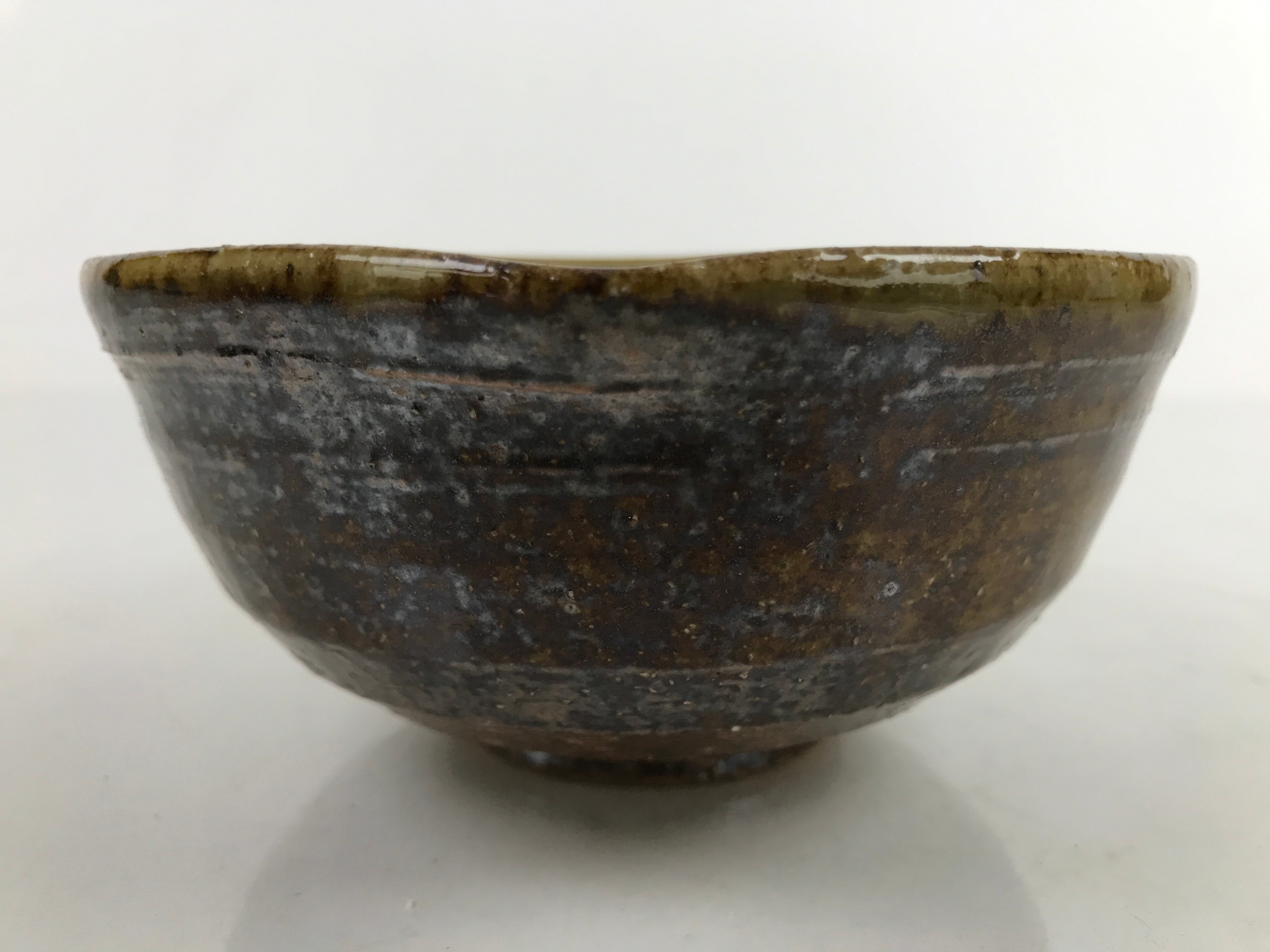 Japanese Ceramic Bowl Kobachi Owan Vtg Katakuchi Nimono Nabe Green Brown Y124