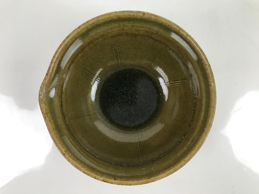 Japanese Ceramic Bowl Kobachi Owan Vtg Katakuchi Nimono Nabe Green Brown Y125