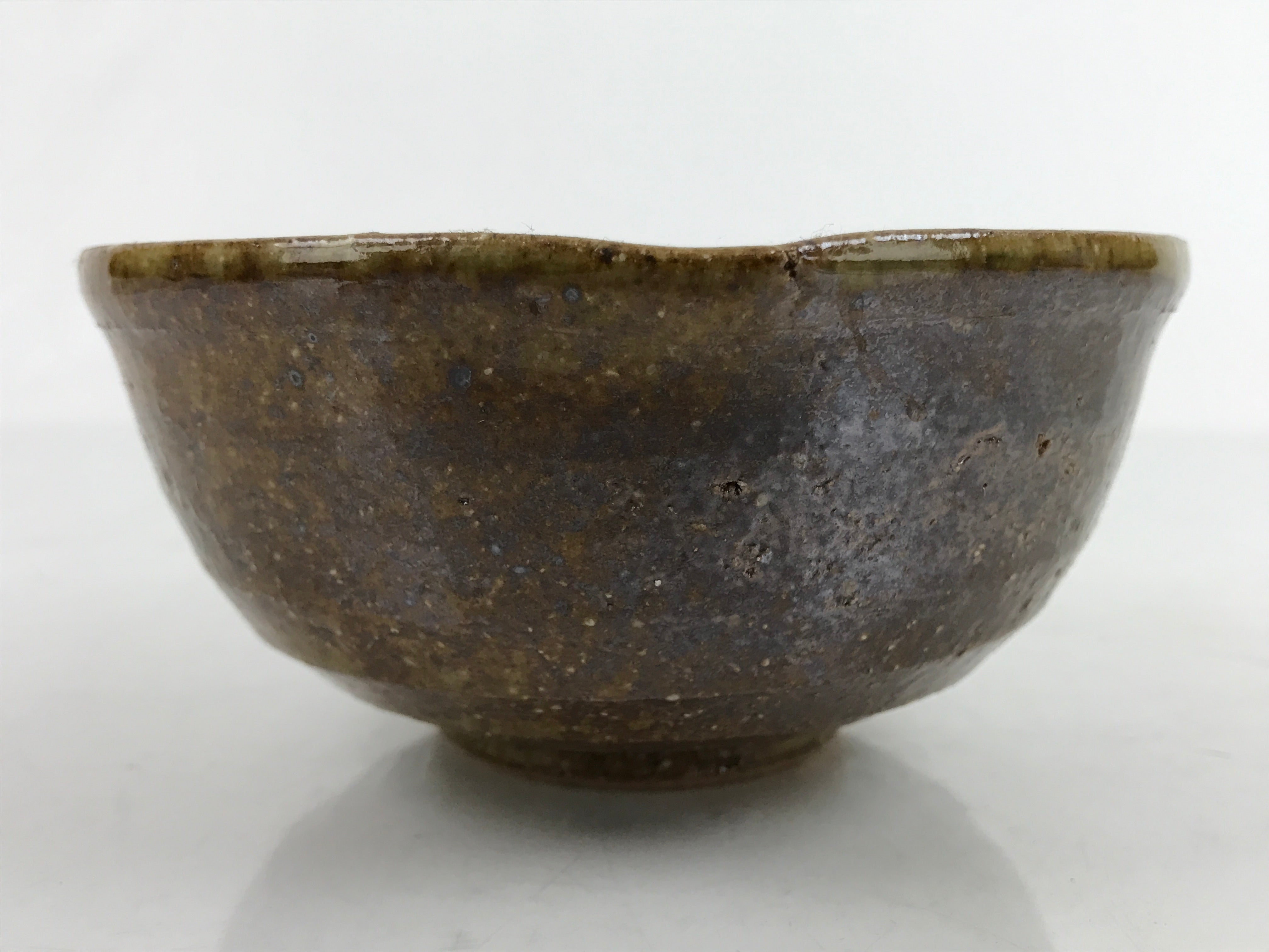 Japanese Ceramic Bowl Kobachi Owan Vtg Katakuchi Nimono Nabe Green Brown Y126