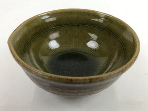 Japanese Ceramic Bowl Kobachi Owan Vtg Katakuchi Nimono Nabe Green Brown Y126