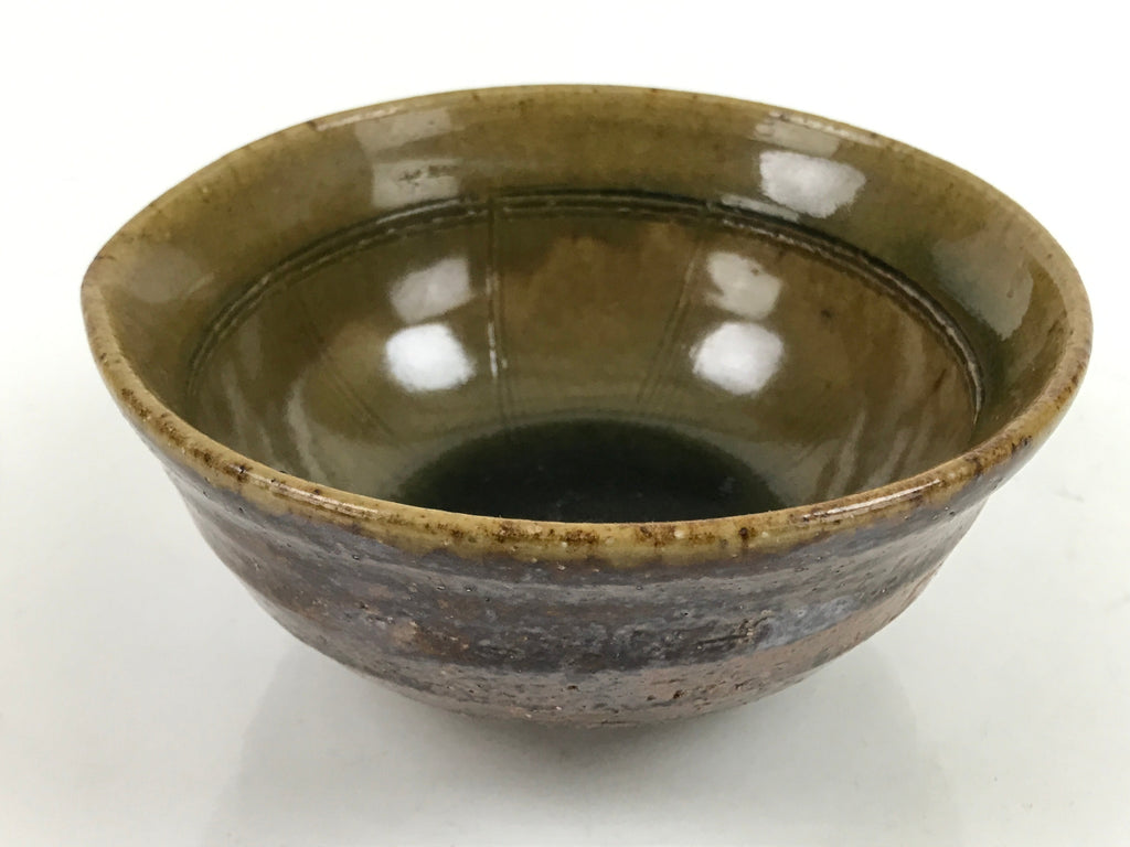Japanese Ceramic Bowl Kobachi Owan Vtg Katakuchi Nimono Nabe Green Brown Y127