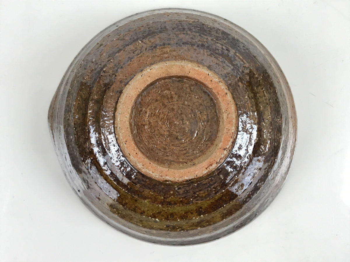Japanese Ceramic Bowl Kobachi Owan Vtg Katakuchi Nimono Nabe Green Brown Y127