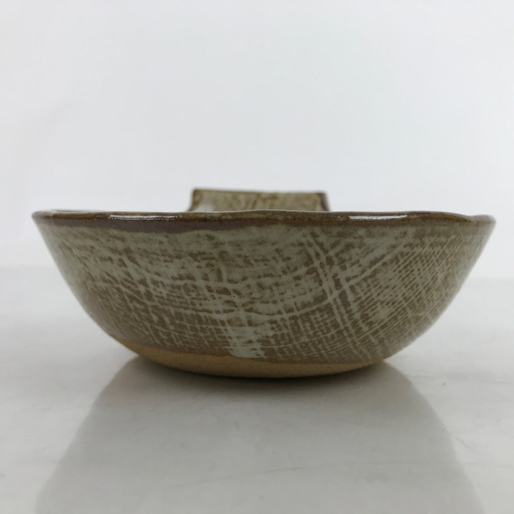 Japanese Ceramic Bowl Kobachi Vtg Nabe Side Dish Bamboo Leaves Light Brown Y158