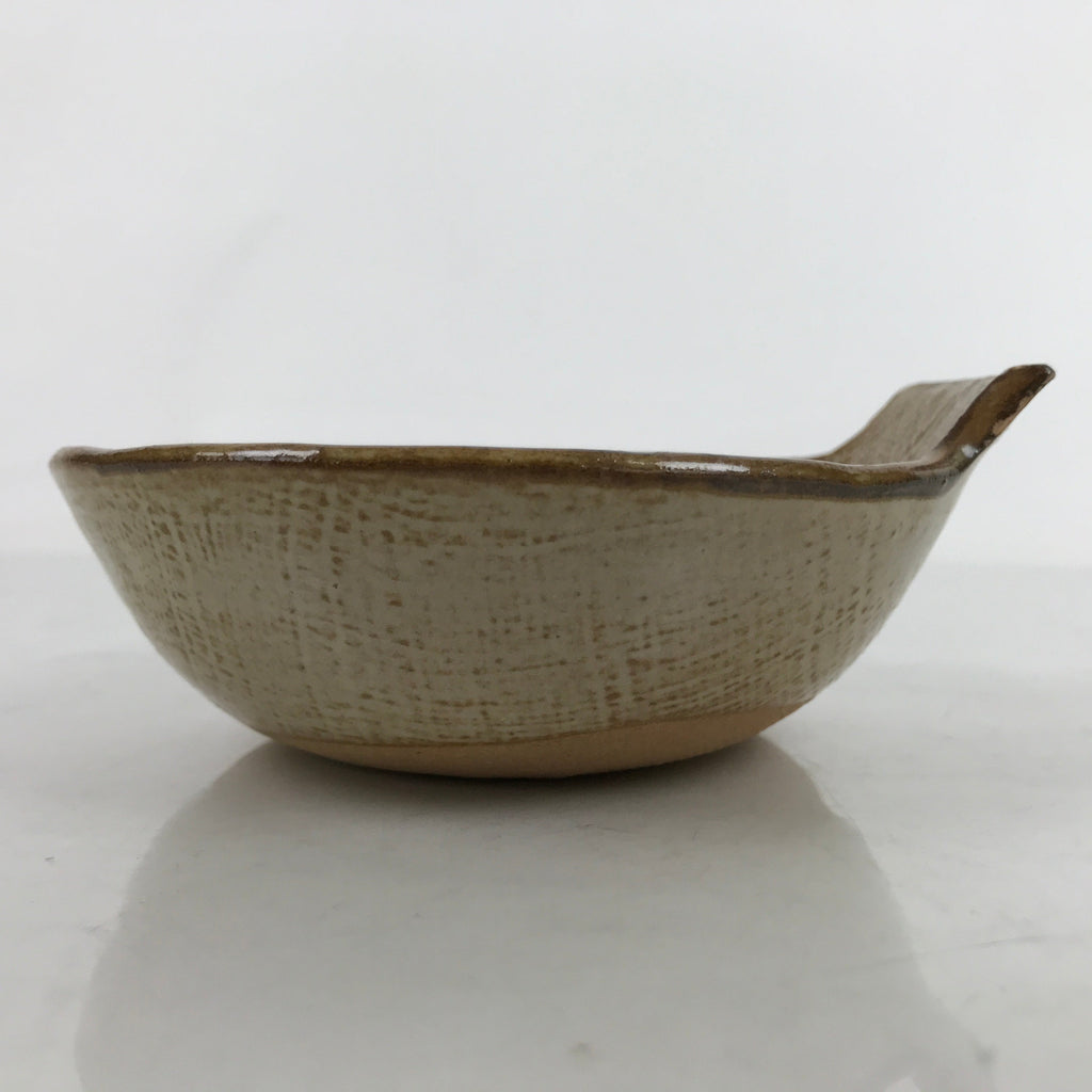 Japanese Ceramic Bowl Kobachi Vtg Nabe Side Dish Bamboo Leaves Light Brown Y159