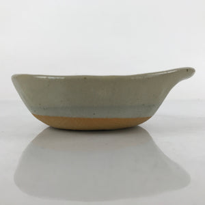 Japanese Ceramic Bowl Kobachi Vtg Nabe Side Dish Teardrop Beige Gray PY897